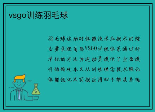 vsgo训练羽毛球